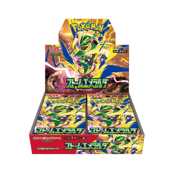 Japanese Pokémon TCG Storm Emeralda booster box, set M6, featuring Mega Rayquaza ex